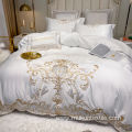 Hotel embroidery pearl white bedding for all seasons